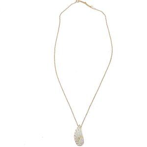 925k Sterling Silver Rhinestone Pave Angel Wing Pendant Linked Chain Necklace